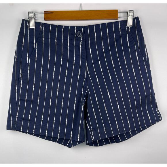 Nautica Pants - NWT Women’s Nautica Navy Seas Striped Mid Rise Twill Shorts Size 4 Cotton